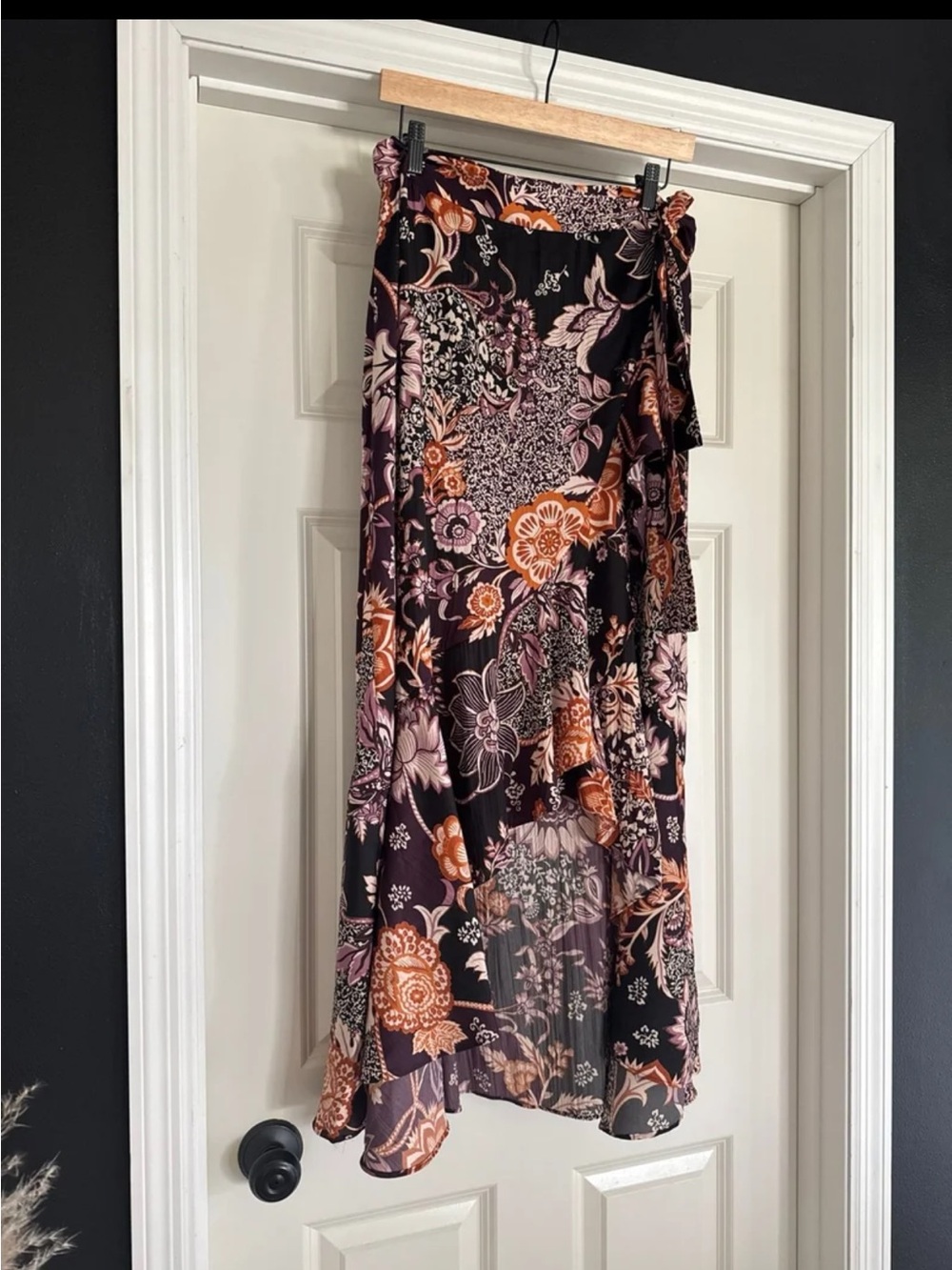 Anthropologie Maeve Ruffled True Wrap Floral Flowy Maxi Skirt size Medium - Picture 4 of 12